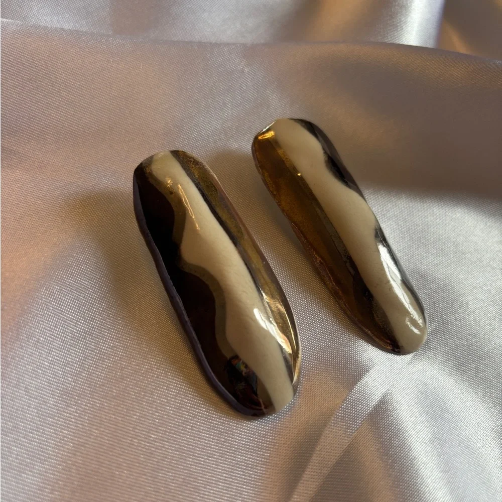 Rare Vintage Handmade Abstract Statement Organic-Shaped Drop Earrings